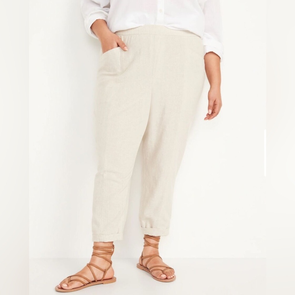 Old Navy high waisted cropped linen blend pants